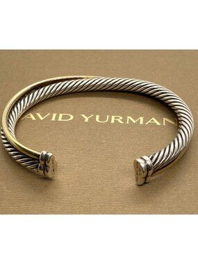 David Yurman Sterling Silver 925 1/4 18K Gold Cuff Bracelet 6.75"